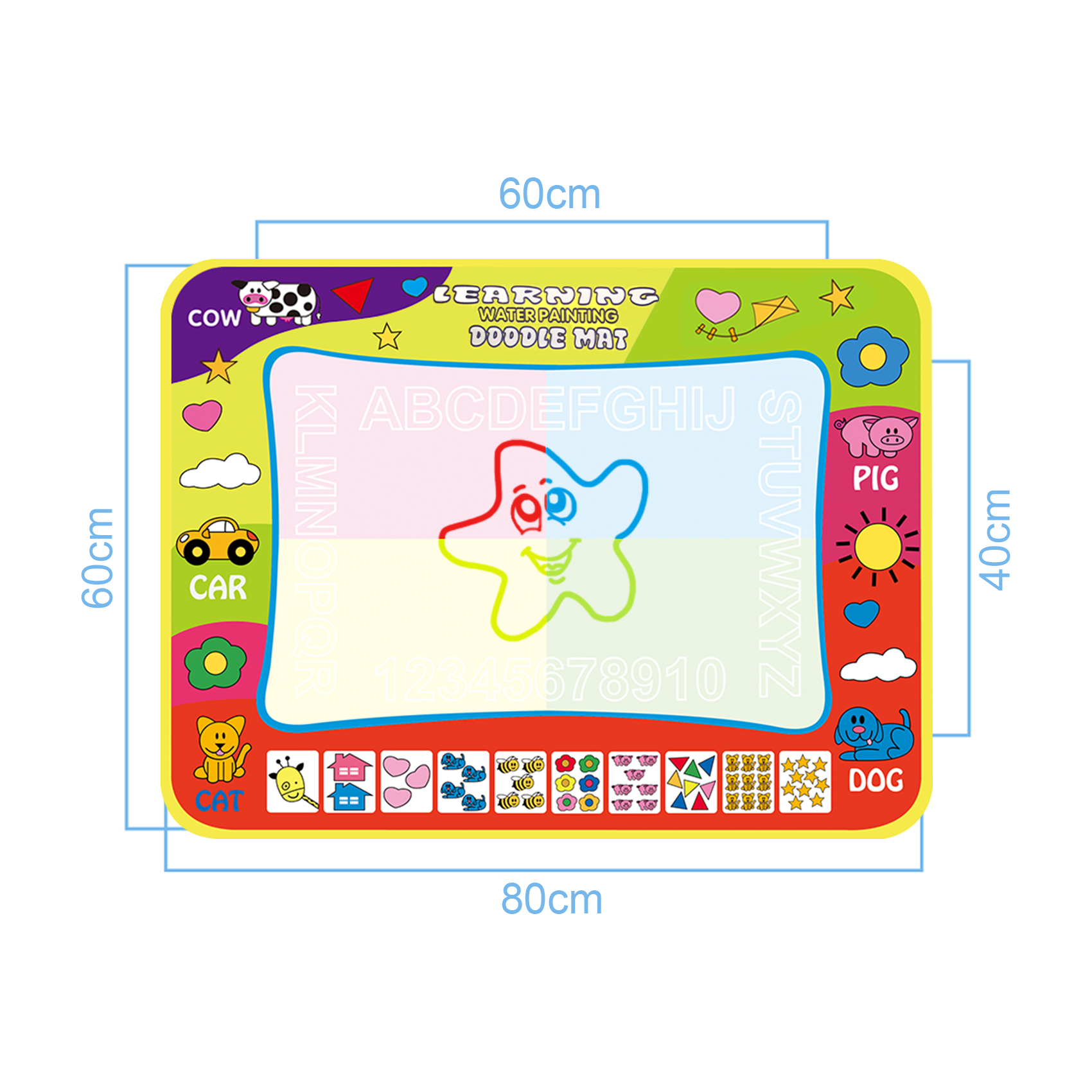 Magic Water Drawing Mat with Rainbow Color Swatches Children Magic